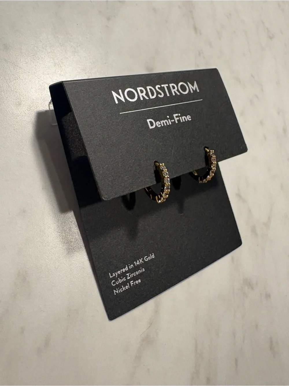 Nordstrom Demi-Fine Gold Cubic Zirconia Hoop Earrings